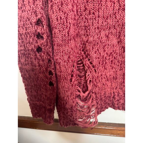 Umgee Distressed Sweater 1XL Red Cozy - Picture 4 of 6